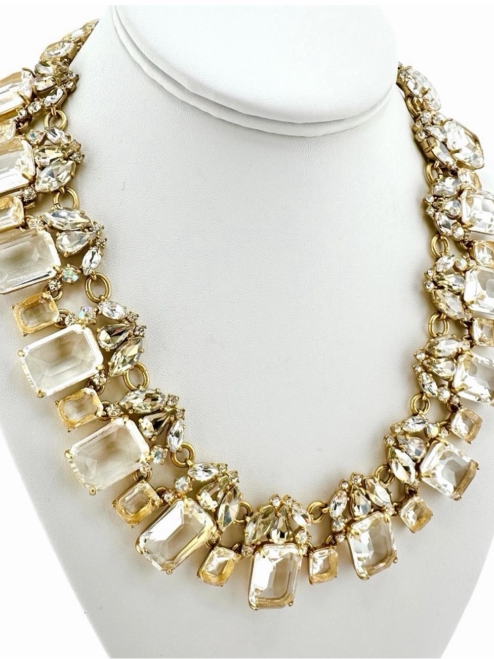 J. Crew RARE Gold and Clear Gemstone Statement Necklace